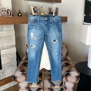 Express Girlfriend Crop Distressed Jeans